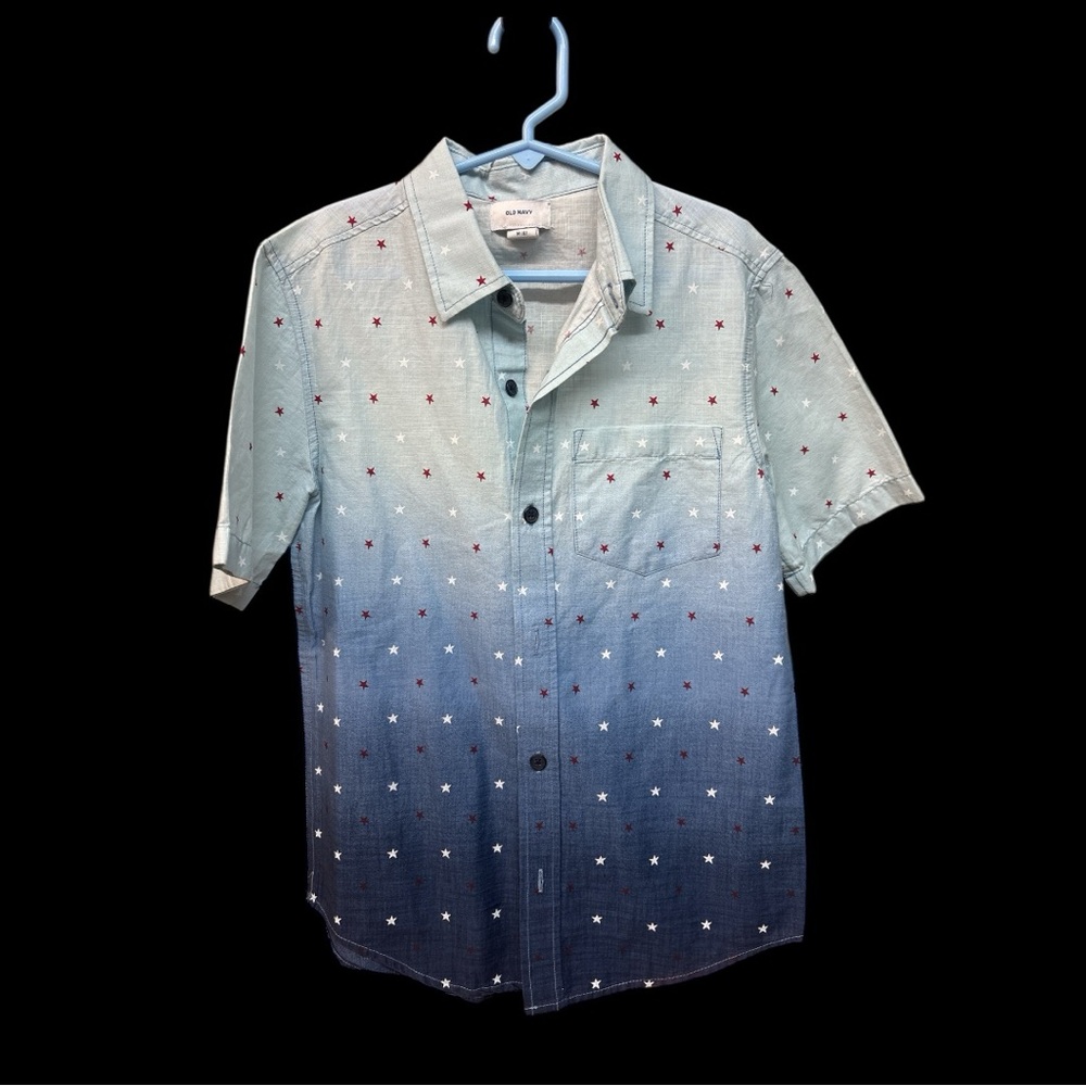 Boys Old Navy Blue and White Star Pattern Shirt